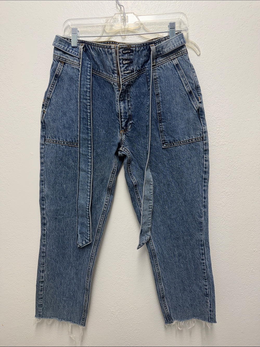 Abercrombie & Fitch Mom jeans High-Waist Cropped Blue Denim Jeans